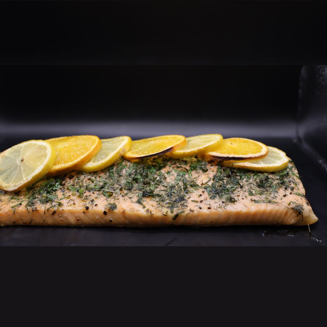 SALMON WITH DILL, PARSLEY, ORANGE, LEMON & MAPLE BUTTER FOR CHRISTMAS BY STEVE COSTIS SEAFOOD 