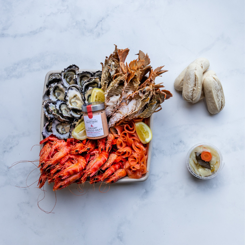 Seafood platter with Sydney rock oysters, prawns, smoked salmon and lobster