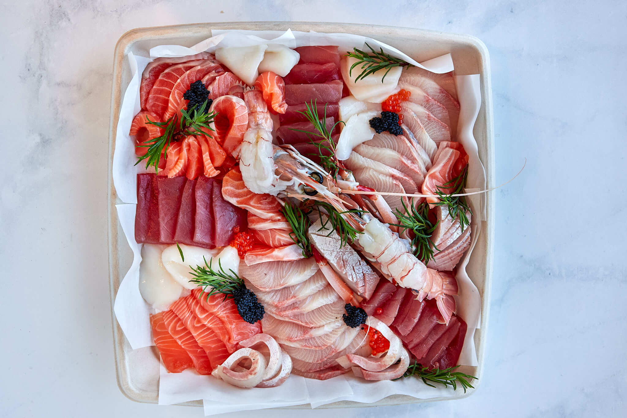 SASHIMI PLATTERS - Steve Costi's Seafood With sadhimi salmon, scallops, king fish and sashimi tuna