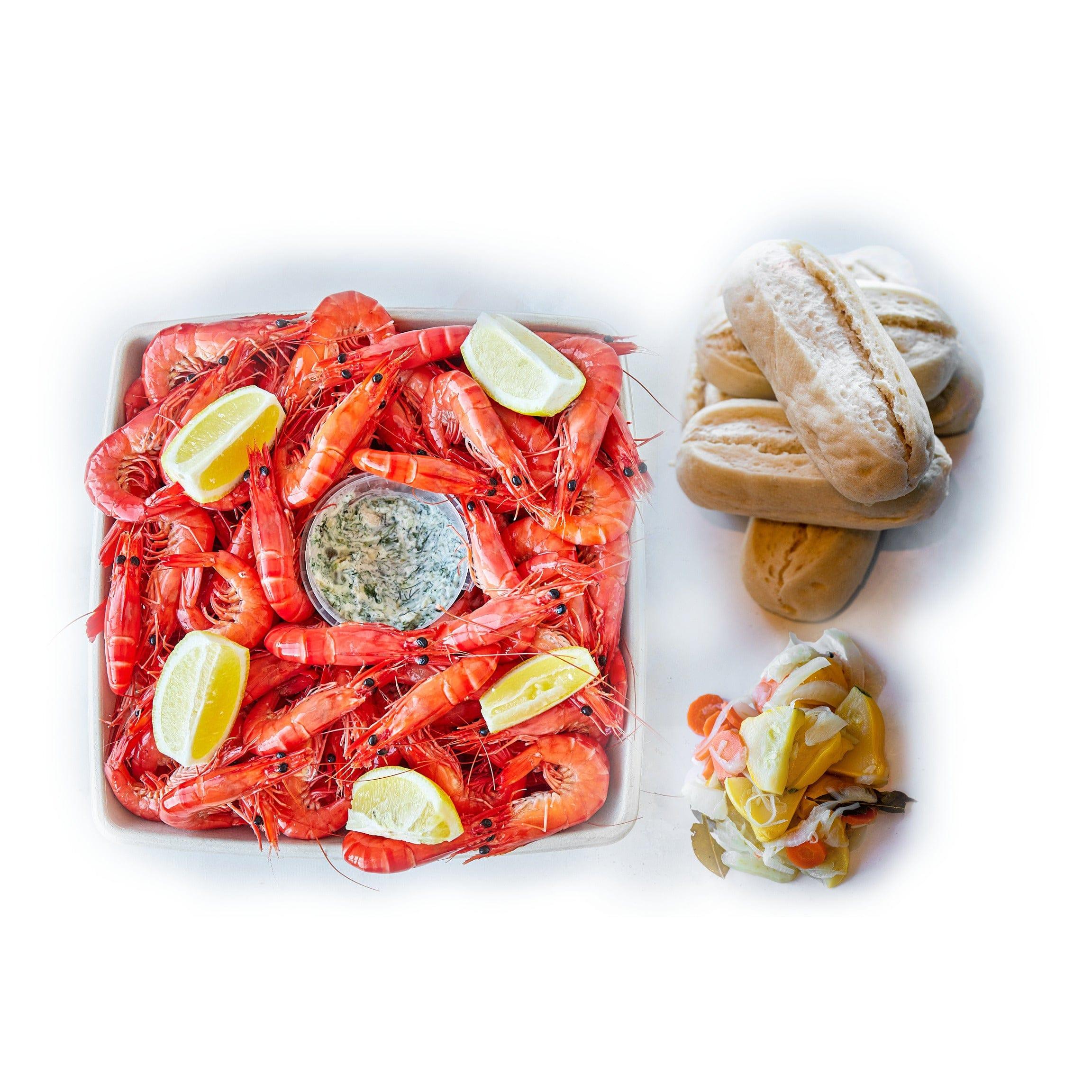 seafood platter with prawns and sauce